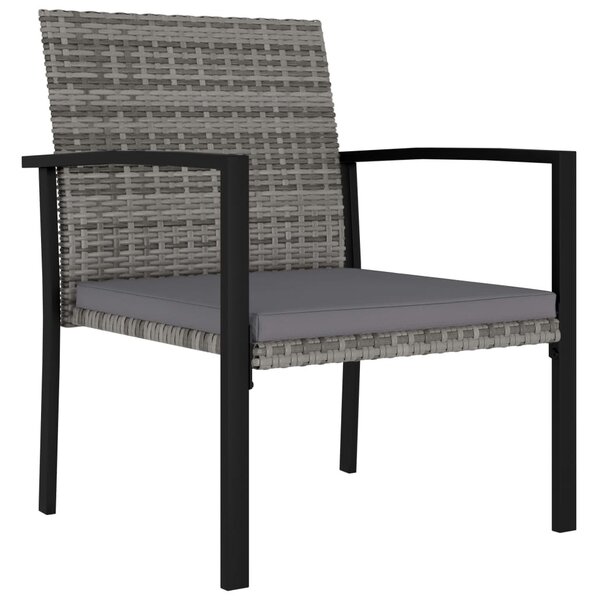 2 db szürke kerti polyrattan étkezőszék