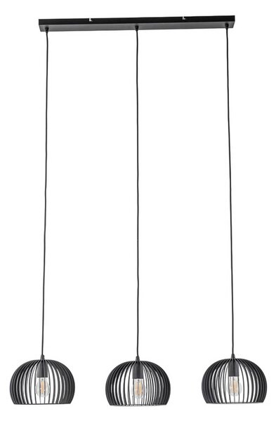 Lindby függőlámpa Jusra, fekete, fém, 3-as lámpa, 99cm, dimmelhető, Fekete, Nappali / Étkező, fém, Modern