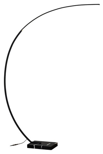 Lindby LED íves állólámpa Kendra, fekete, alumínium, magasság 180cm, dimmelhető, Fekete, Nappali / Étkező, fém, Modern