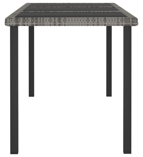 Szürke polyrattan kerti étkezőasztal 180 x 70 x 73 cm