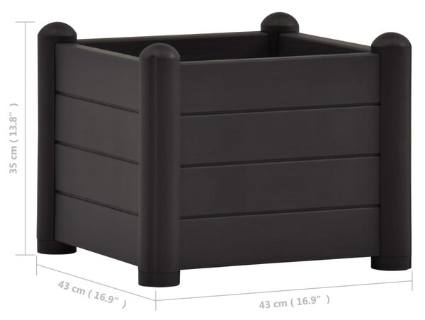 Antracitszürje kerti PP magaságyás 43 x 43 x 35 cm
