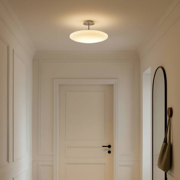 Lindby LED mennyezeti világítás Gunda, fehér, üveg, Ø 48 cm, dimmelhető, dimmelhető, Fehér / opál, Nappali / Étkező, Üveg, Modern