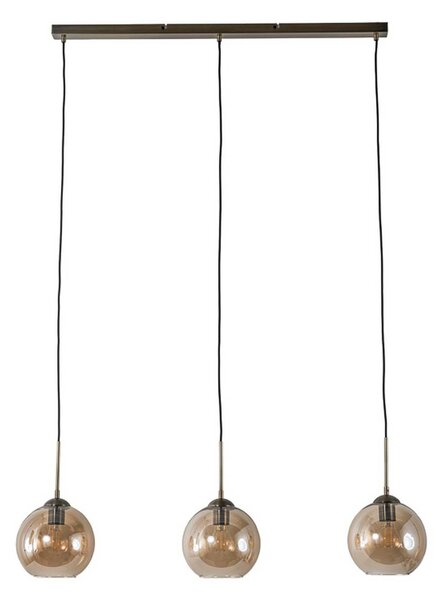 Lindby Sofian függőlámpa, borostyán, üveg, 100 cm, 3 lámpás., dimmelhető, Krém / borostyánsárga, Nappali / Étkező, Üveg, Modern
