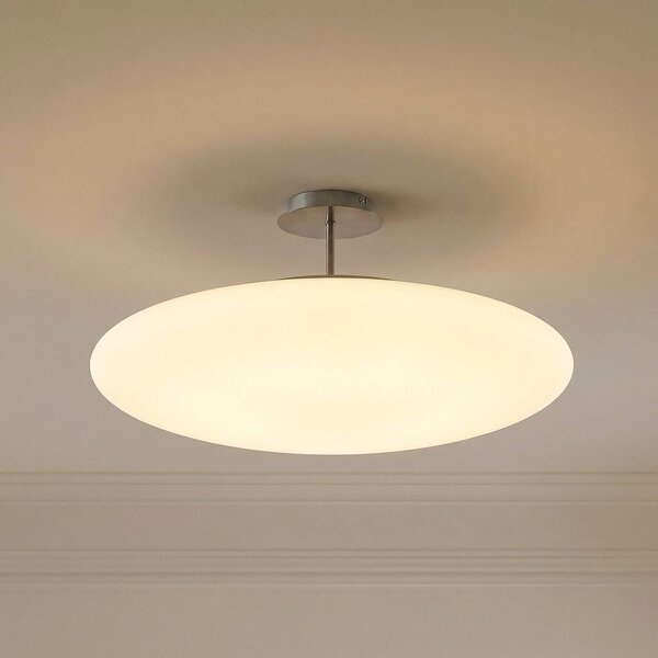 Lindby LED mennyezeti világítás Gunda, fehér, üveg, Ø 48 cm, dimmelhető, dimmelhető, Fehér / opál, Nappali / Étkező, Üveg, Modern