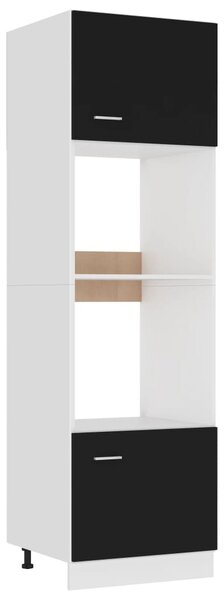 Fekete szerelt fa mikrohullámú sütő szekrény 60 x 57 x 207 cm