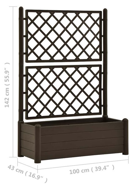 Mokkaszínű polipropilén rácsos kerti ültető 100 x 43 x 142 cm
