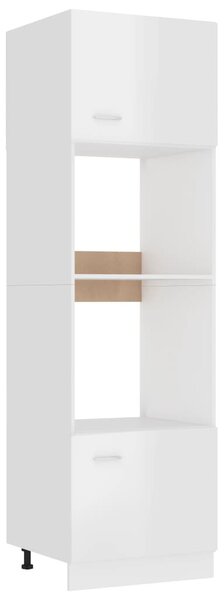 Magasfényű fehér szerelt fa mikro tartó szekrény 60x57x207 cm