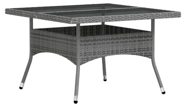 5 részes szürke polyrattan és edzett üveg kerti étkezőgarnitúra