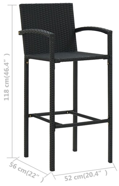 4 db fekete polyrattan bárszék