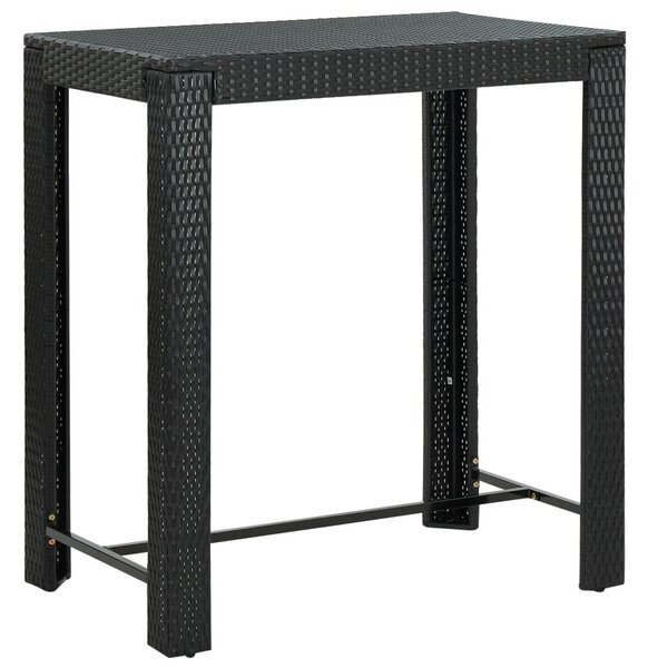5 részes fekete polyrattan kültéri bárszett kartámasszal