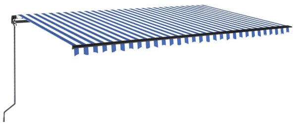 Kék és fehér kézzel kihúzható napellenző 500 x 350 cm