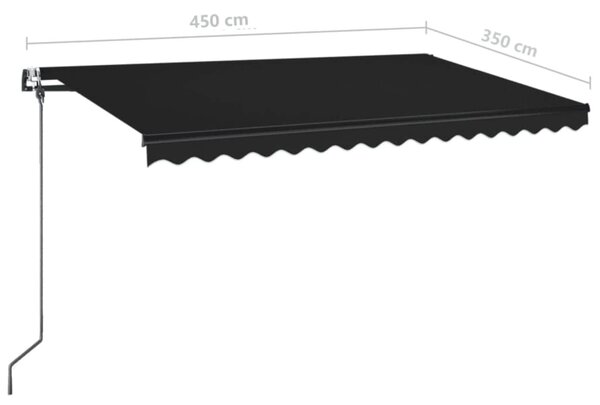 Antracitszürke szélérzékelős és LED-es napellenző 450 x 350 cm