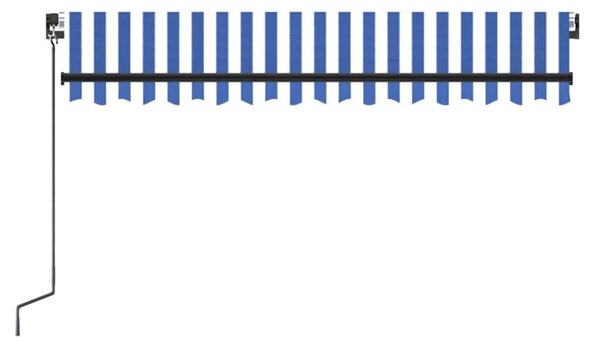 Kék és fehér kézzel kihúzható LED-es napellenző 350 x 250 cm