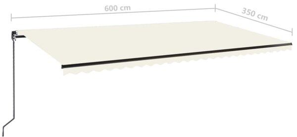 Krémszínű kézzel kihúzható napellenző 600 x 350 cm
