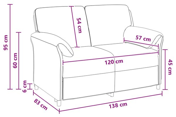 VidaXL Kétüléses Kanapé Bordó 138 x 83 x 95 cm Bársony