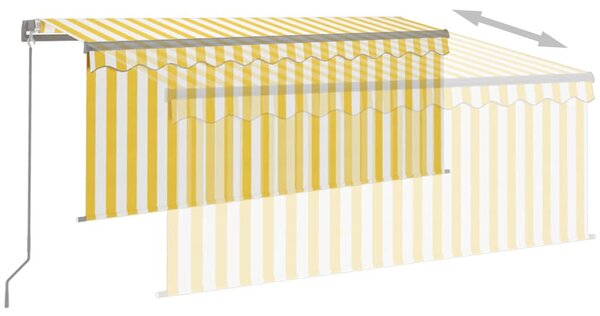 Sárga-fehér kihúzható LED-es napellenző redőnnyel 3,5 x 2,5 m