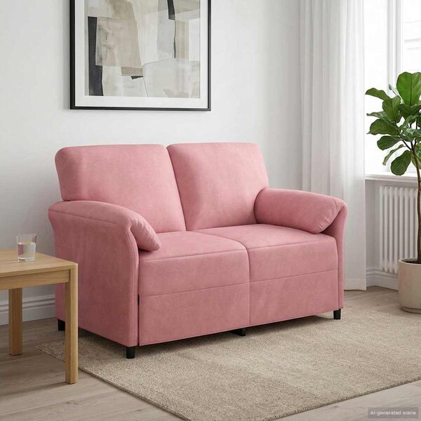 VidaXL Kétüléses Kanapé Rózsaszín 138 x 83 x 95 cm Bársony