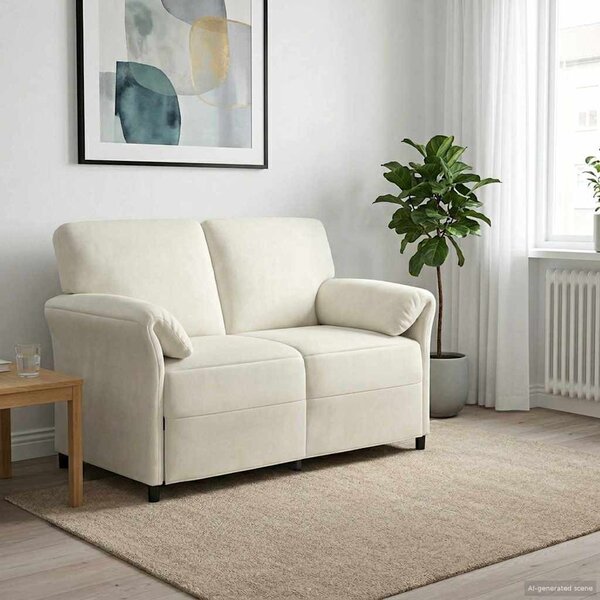 VidaXL Kétüléses Kanapé Krémszínű 138 x 83 x 95 cm Bársony
