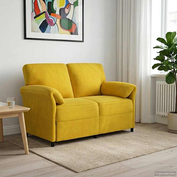 Kétüléses Kanapé Sárga 138 x 83 x 95 cm Bársony