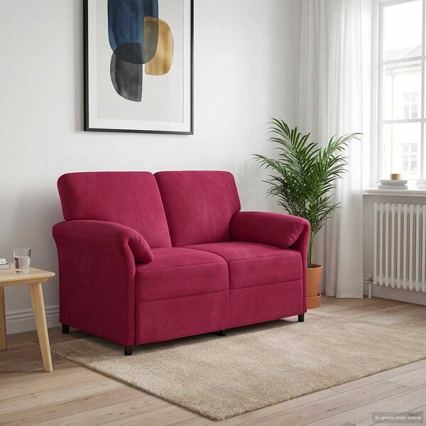 VidaXL Kétüléses Kanapé Bordó 138 x 83 x 95 cm Bársony