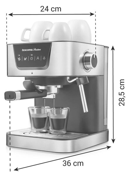 Tescoma 909010 President Karos Eszpresszó Kávéfőző, Inox-Fekete