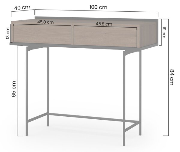 Zenar fésülködőasztal 100 cm fiókos - elegáns dió / fekete