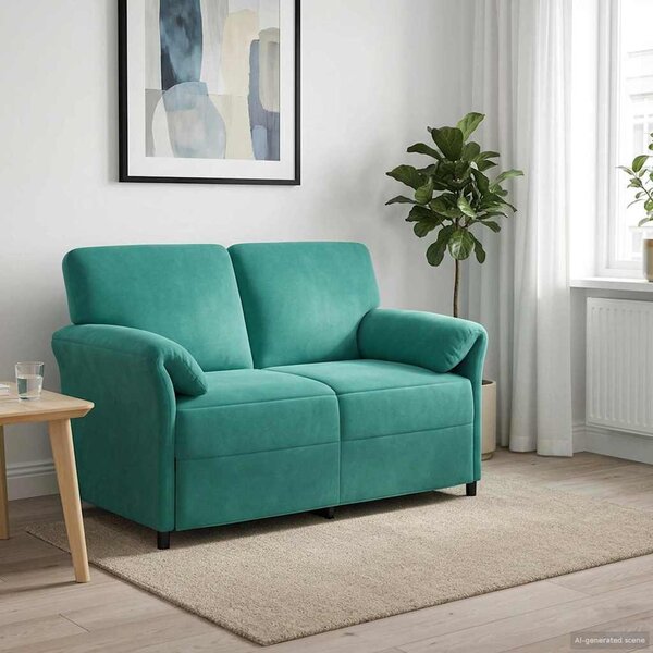 VidaXL Kétüléses Kanapé Türkiz 138 x 83 x 95 cm Bársony
