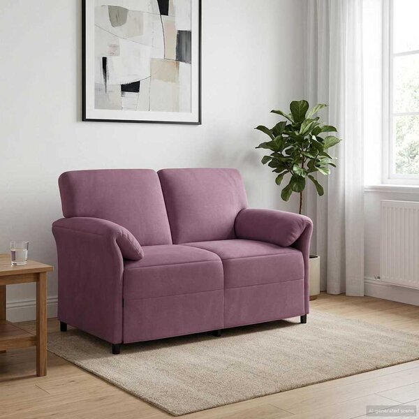 VidaXL Kétüléses Kanapé Lila 138 x 83 x 95 cm Bársony