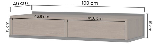 Zenar fali fésülködőasztal 100 cm fiókos - elegant dió / fekete