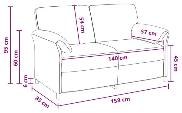 VidaXL Kétüléses Kanapé Sárga 158 x 83 x 95 cm Bársony