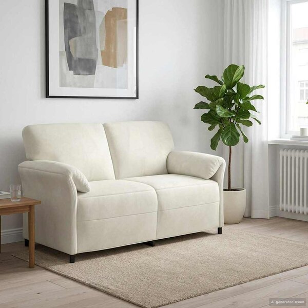 VidaXL Kétüléses Kanapé Krémszínű 158 x 83 x 95 cm Bársony