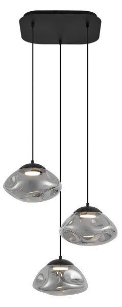 Design függőlámpa fekete füstüveggel, 3-lámpás - Gus