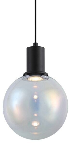 Design függőlámpa fekete szivárványos üveggel 20 cm - Mallon