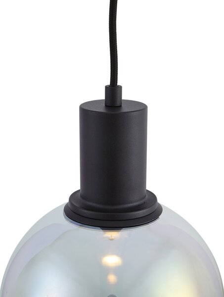 Design függőlámpa fekete szivárványos üveggel, téglalap alakú, 3-lámpás - Mallon