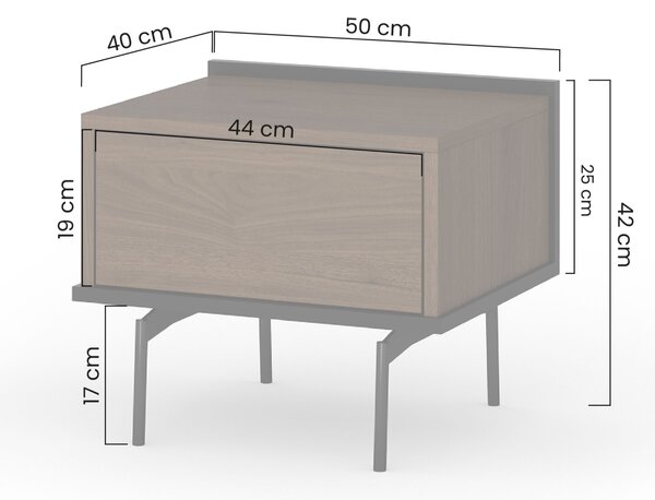 Zenar éjjeliszekrény fiókkal 50 cm - dió elegant / fekete