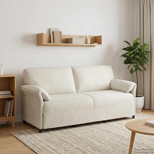 VidaXL 3-Fős kanapé Krémszínű 198 x 83 x 95 cm Bársony