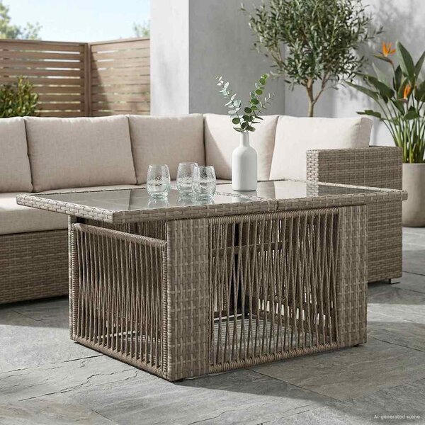 VidaXL Kerti Asztal Szürke 100 x 55 x 37 cm PE Rattan és Üveg