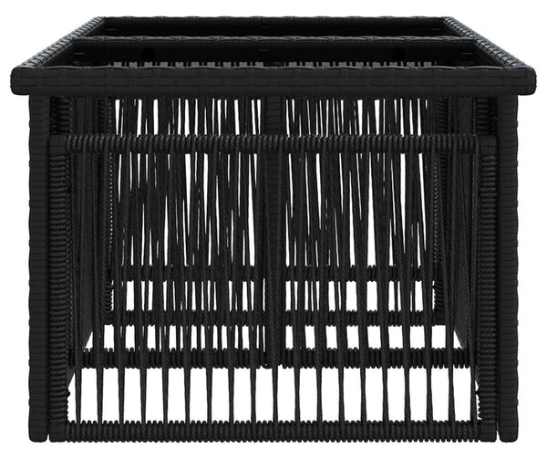 Kerti Asztal Fekete 100 x 55 x 37 cm PE Rattan és Üveg