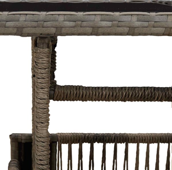 VidaXL Kerti Asztal Szürke 100 x 55 x 37 cm PE Rattan és Üveg