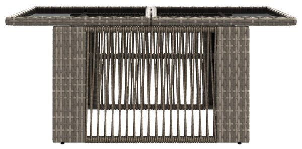 VidaXL Kerti Asztal Szürke 100 x 55 x 37 cm PE Rattan és Üveg