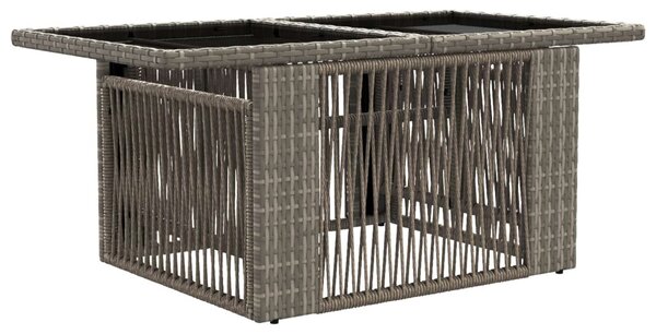 VidaXL Kerti Asztal Szürke 100 x 55 x 37 cm PE Rattan és Üveg