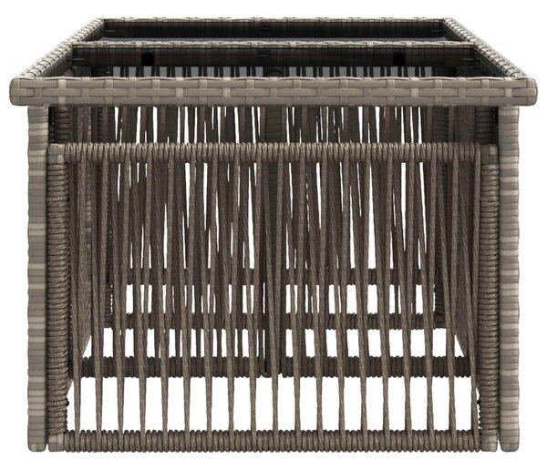 VidaXL Kerti Asztal Szürke 100 x 55 x 37 cm PE Rattan és Üveg
