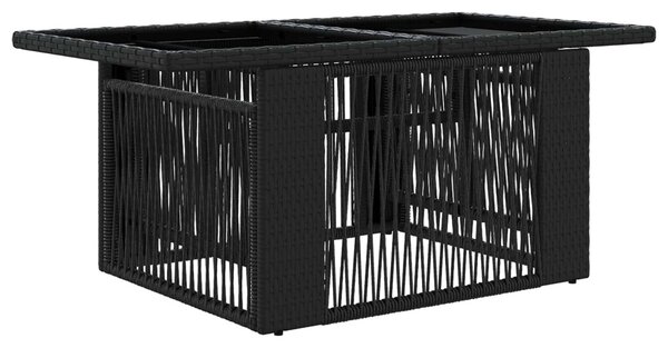 Kerti Asztal Fekete 100 x 55 x 37 cm PE Rattan és Üveg