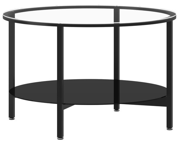 Fekete-átlátszó edzett üveg dohányzóasztal 70 cm
