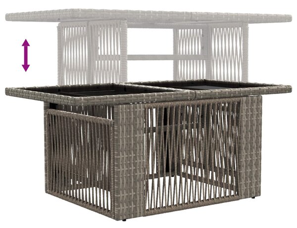VidaXL Kerti Asztal Szürke 100 x 55 x 37 cm PE Rattan és Üveg