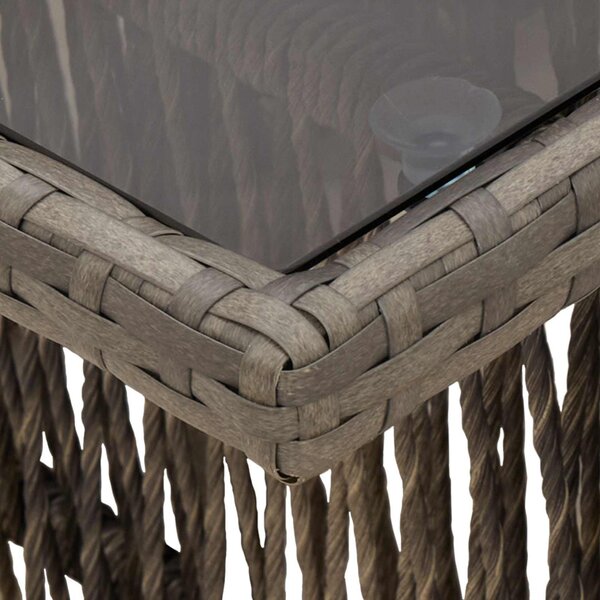 VidaXL Kerti Asztal Szürke 100 x 55 x 37 cm PE Rattan és Üveg