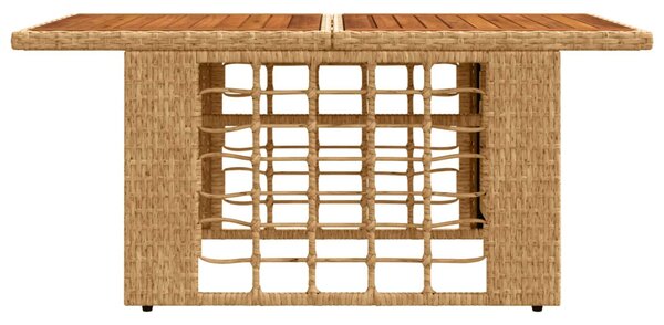 Kerti Asztal Természetes 100 x 55 x 37 cm PE Rattan és Üveg