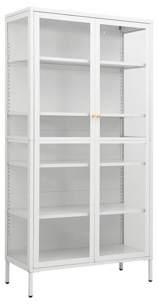 Fehér acél és edzett üveg vitrin 90 x 40 x 180 cm