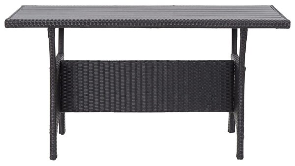 Fekete polyrattan kerti asztal 120 x 70 x 66 cm