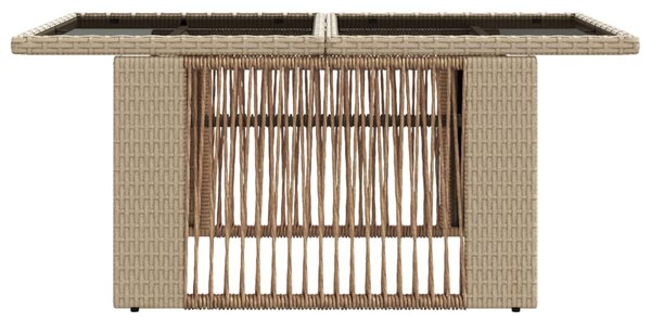 Kerti Asztal Bézs 100 x 55 x 37 cm PE Rattan és Üveg